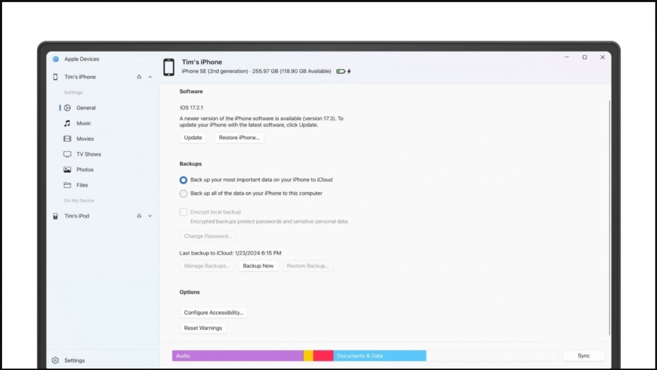 Quản lý các thiết bị của bạn dễ dàng với Apple Devices