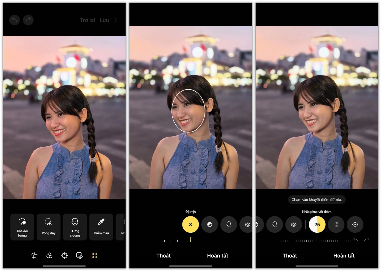 Mình thường sử dụng tính năng làm mịn da và xóa khuyết điểm cho chủ thể. 