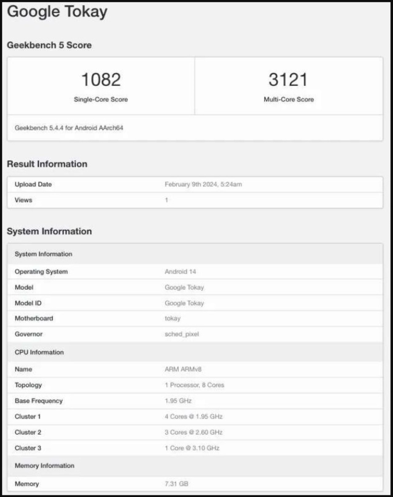 Điểm số Geekbench 5 bị rò rỉ của vi xử lý Tensor G4