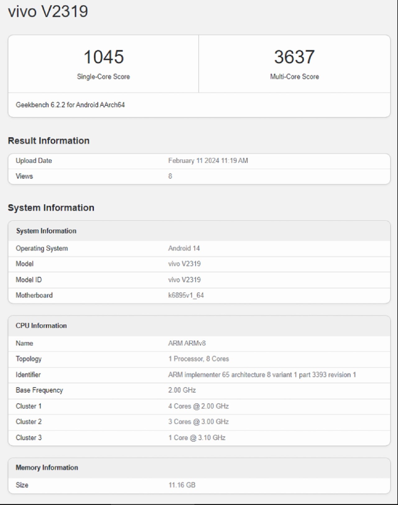 Kết quả đánh giá Vivo V30 Pro trên Geekbench Kết quả đánh giá Vivo V30 Pro trên Geekbench