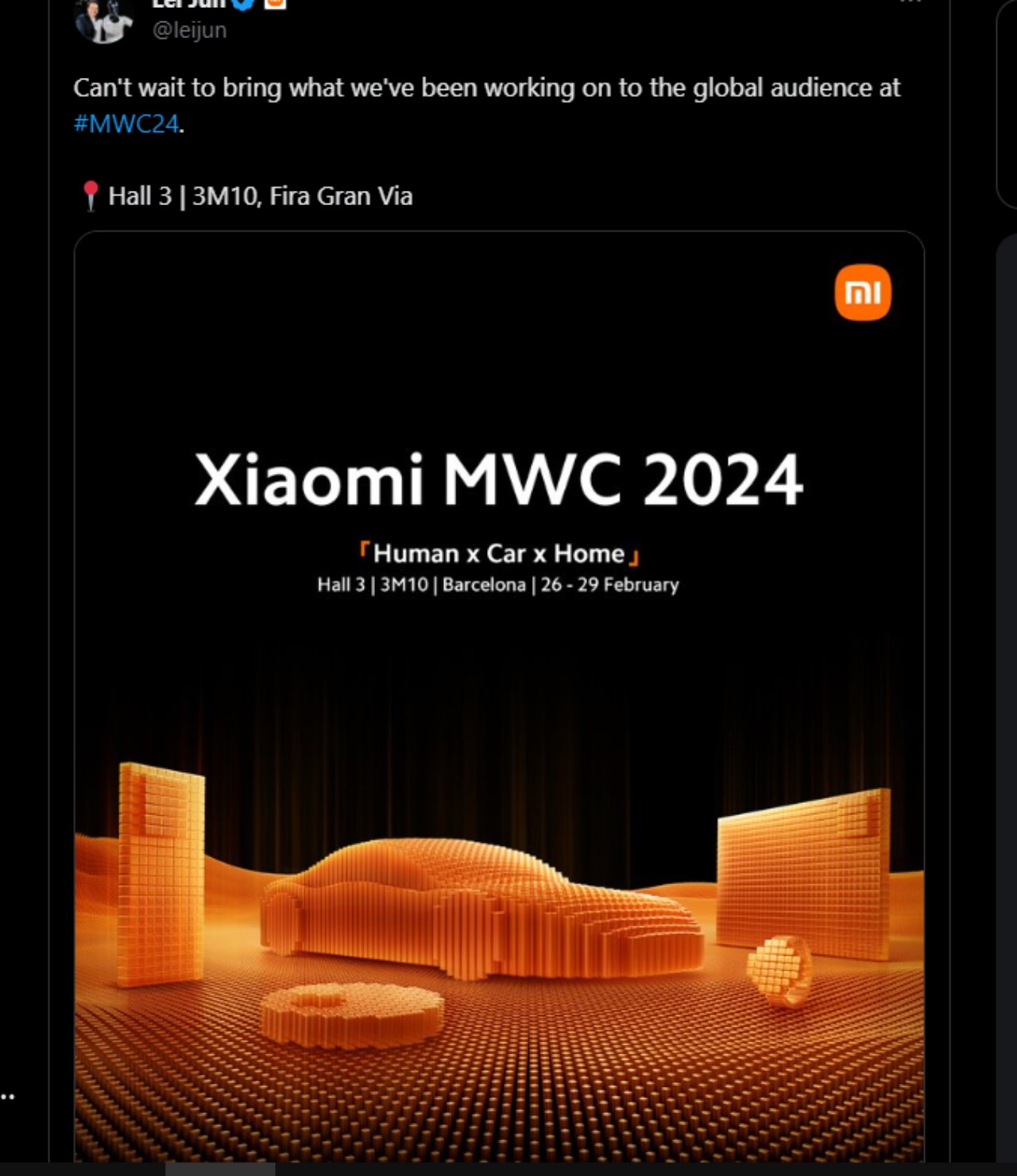 Bài viết của Lei Jun trên X