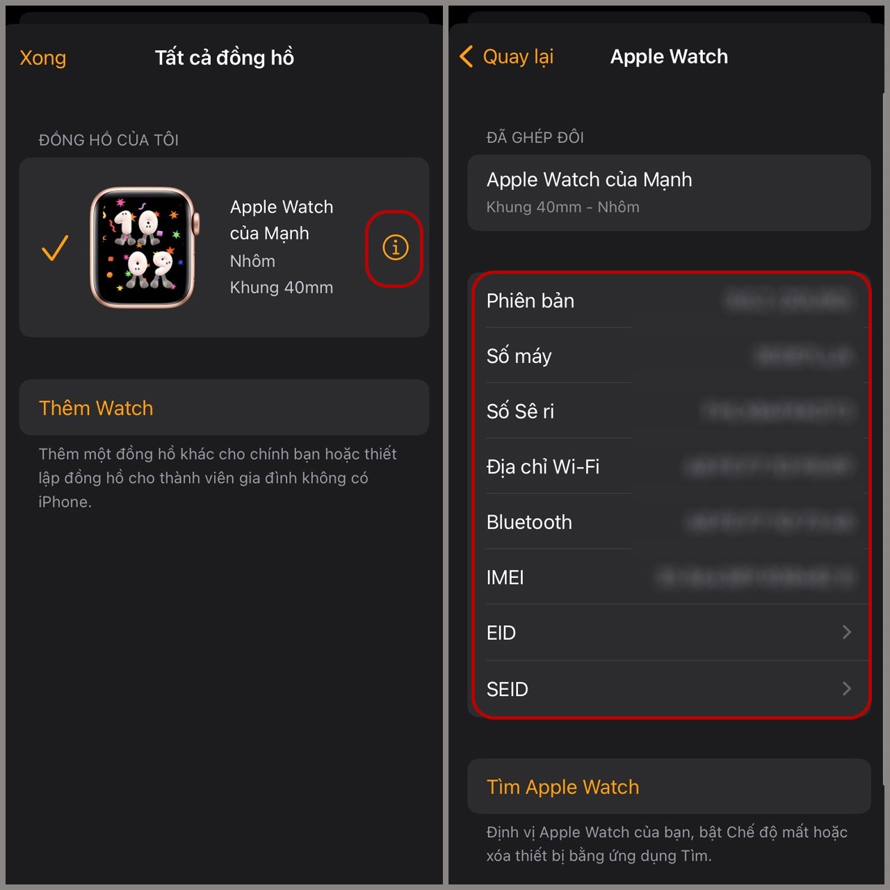 Chữ i trên Apple Watch là gì