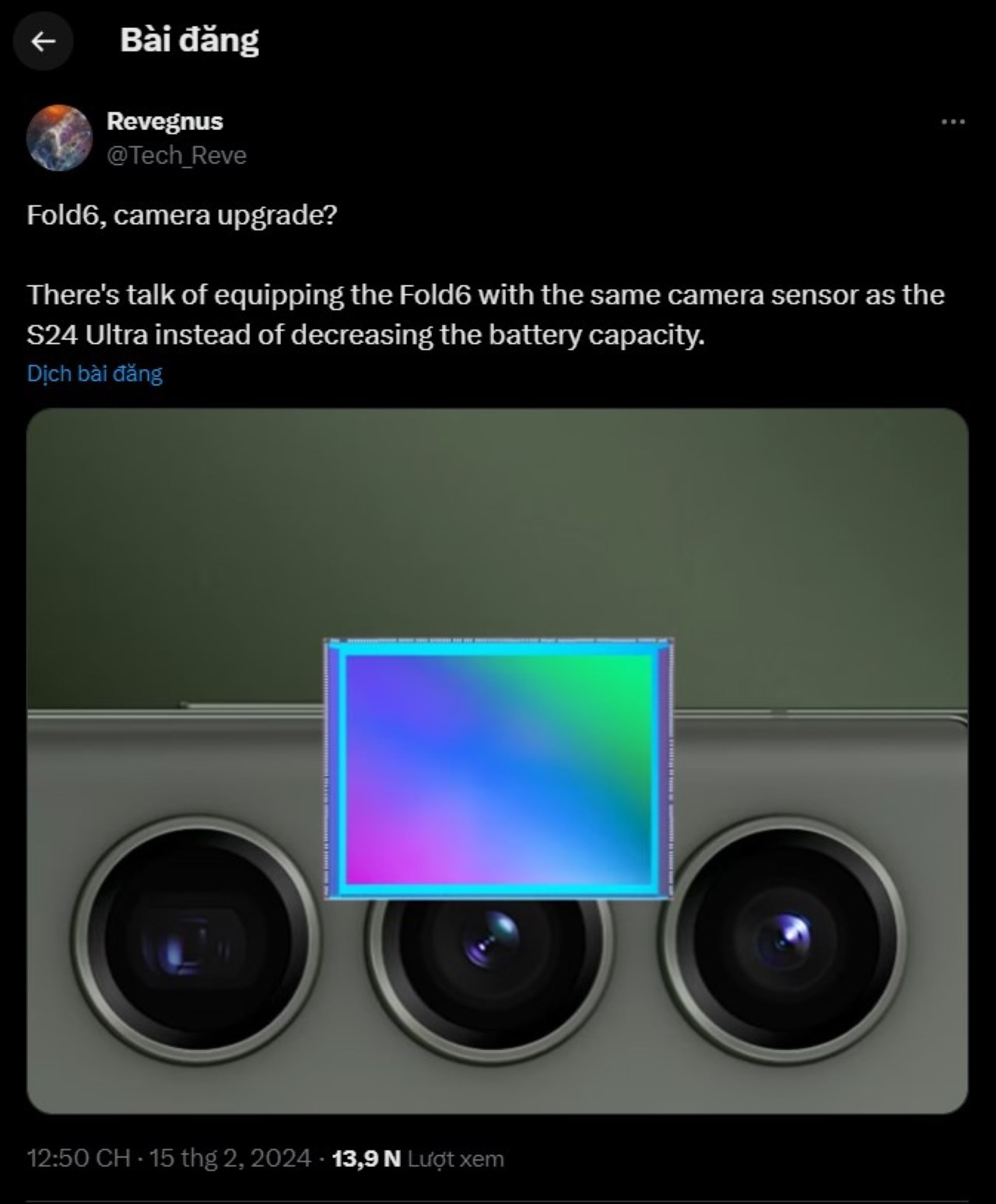 Bài đăng của leaker @Tech_Reve trên mạng xã hội X