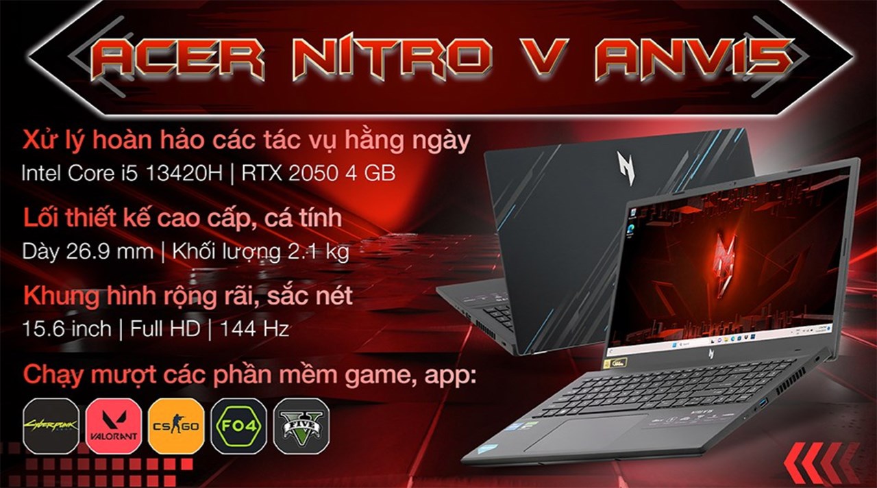 Acer Nitro giảm đến 7.8 triệu, giá chỉ từ 15.99 triệu đồng, trả góp 0% Acer Nitro giảm đến 7.8 triệu, giá chỉ từ 15.99 triệu đồng, trả góp 0%