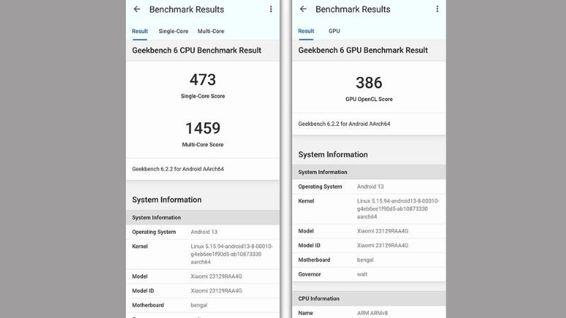 Kết quả kiểm tra hiệu năng trên thang Geekbench của Redmi Note 13 Kết quả kiểm tra hiệu năng trên thang Geekbench của Redmi Note 13