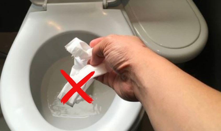 Tuyệt đối không bỏ khăn giấy ướt vào bồn cầu