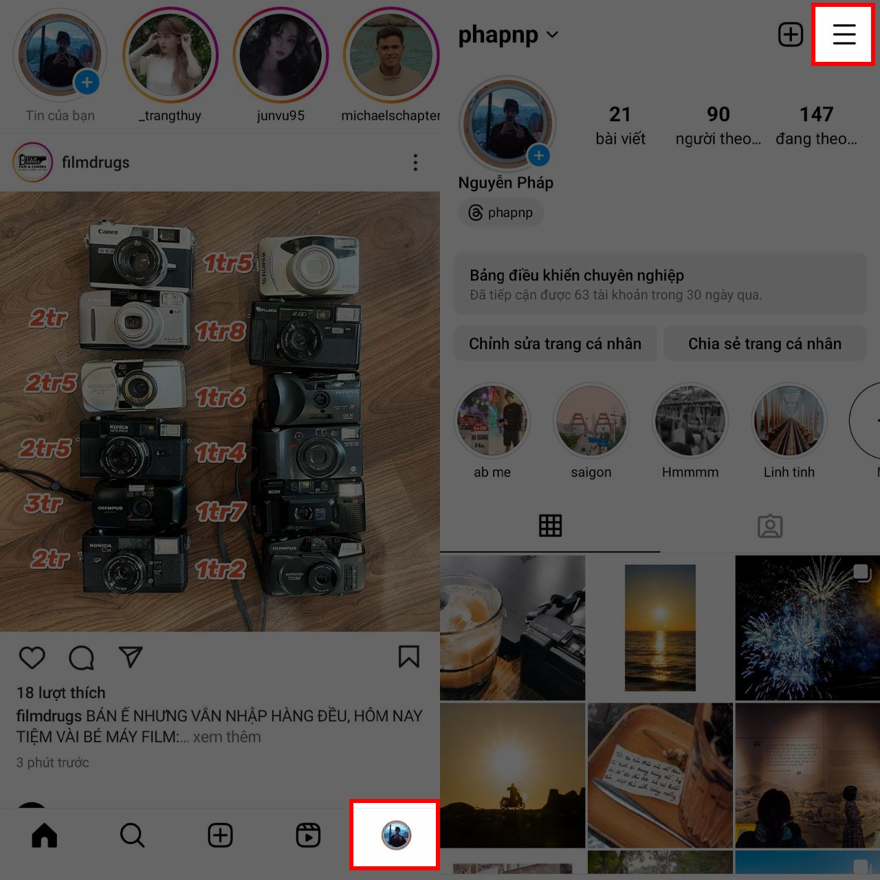 Cách xem lịch sử liên kết Instagram