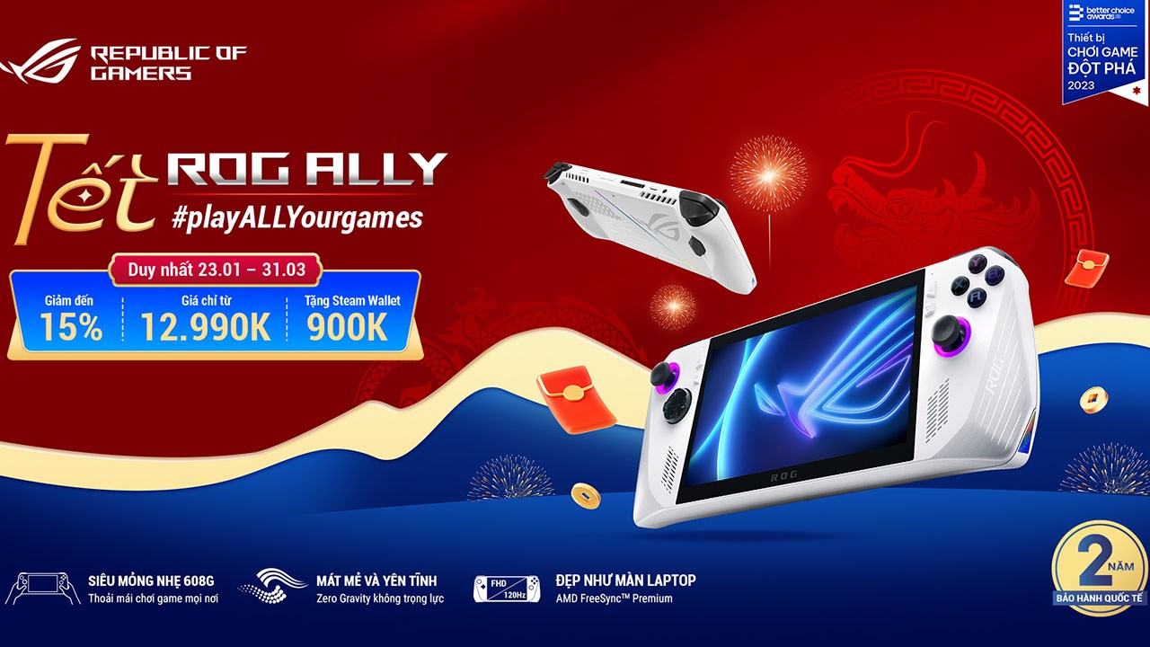 Mua ROG Ally - nhận lì xì đầu năm mới với giá trị phần thưởng đến 900K