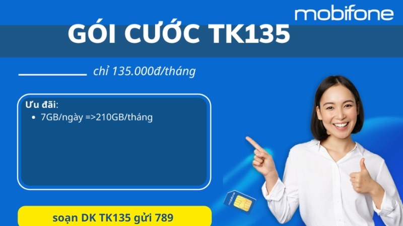 Cách đăng ký TK135 MobiFone nhận 210GB