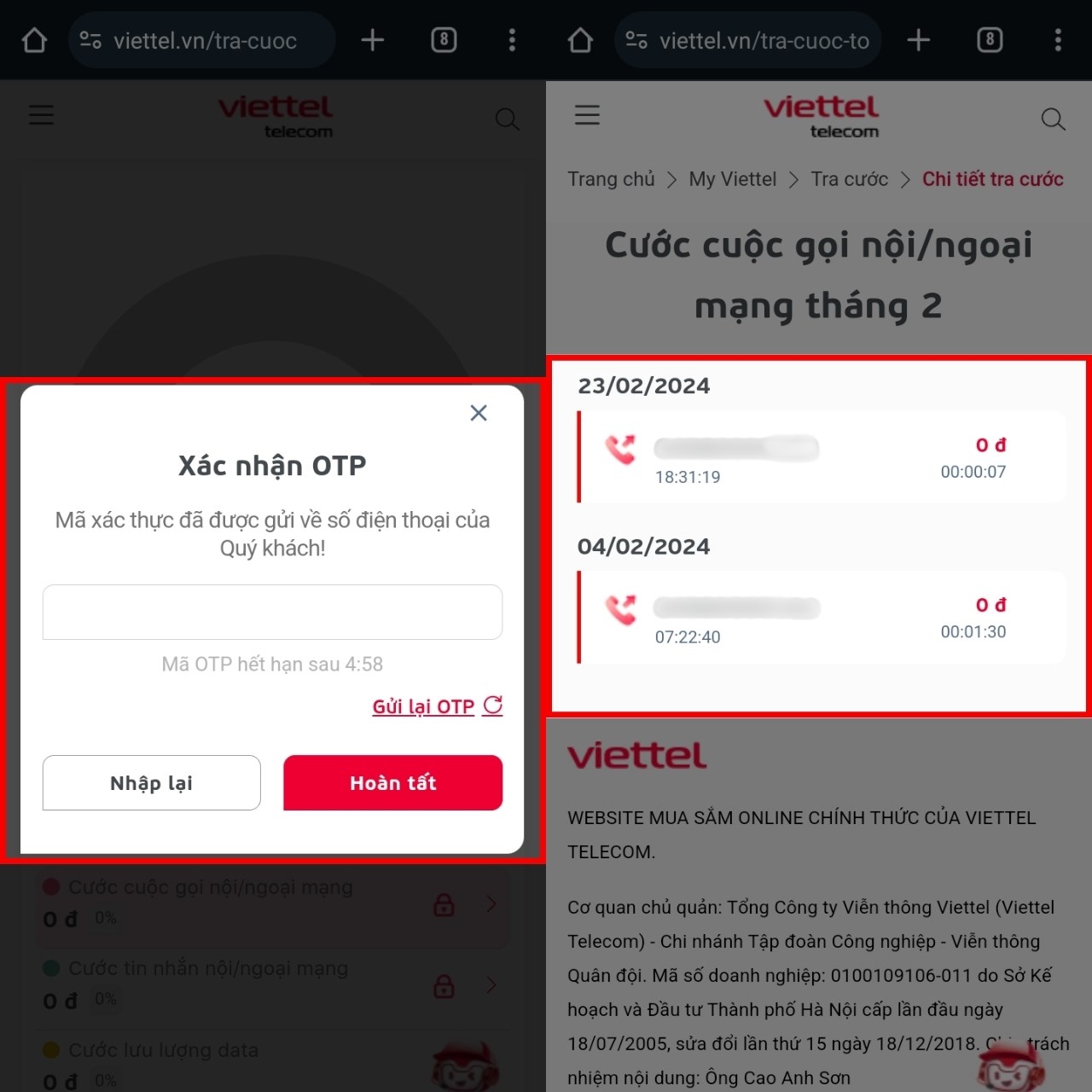 Cách tra cứu lịch sử cuộc gọi Viettel