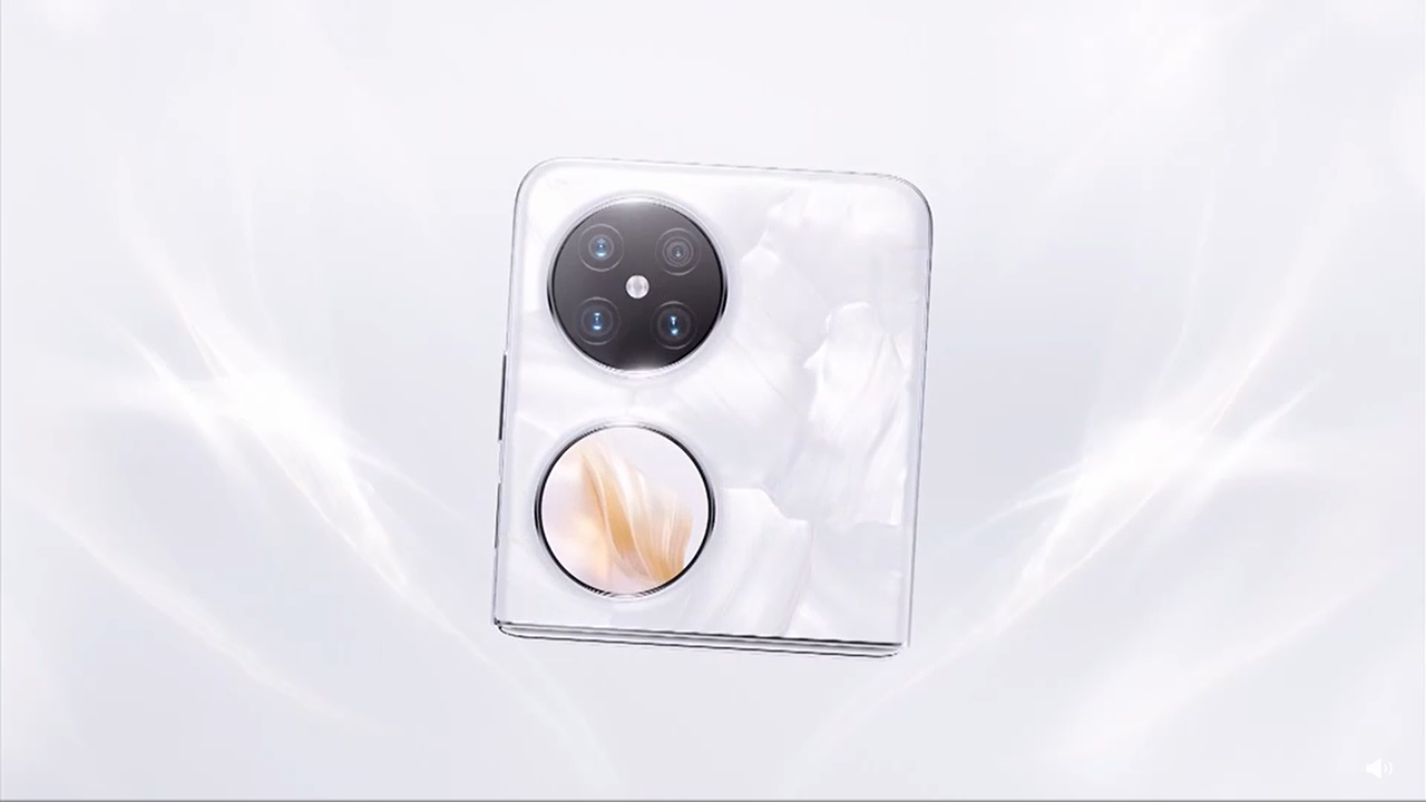 Mặt lưng của Huawei Pocket 2 còn nổi bật với cụm camera lớn và màn hình phụ. Nguồn: Huawei.
