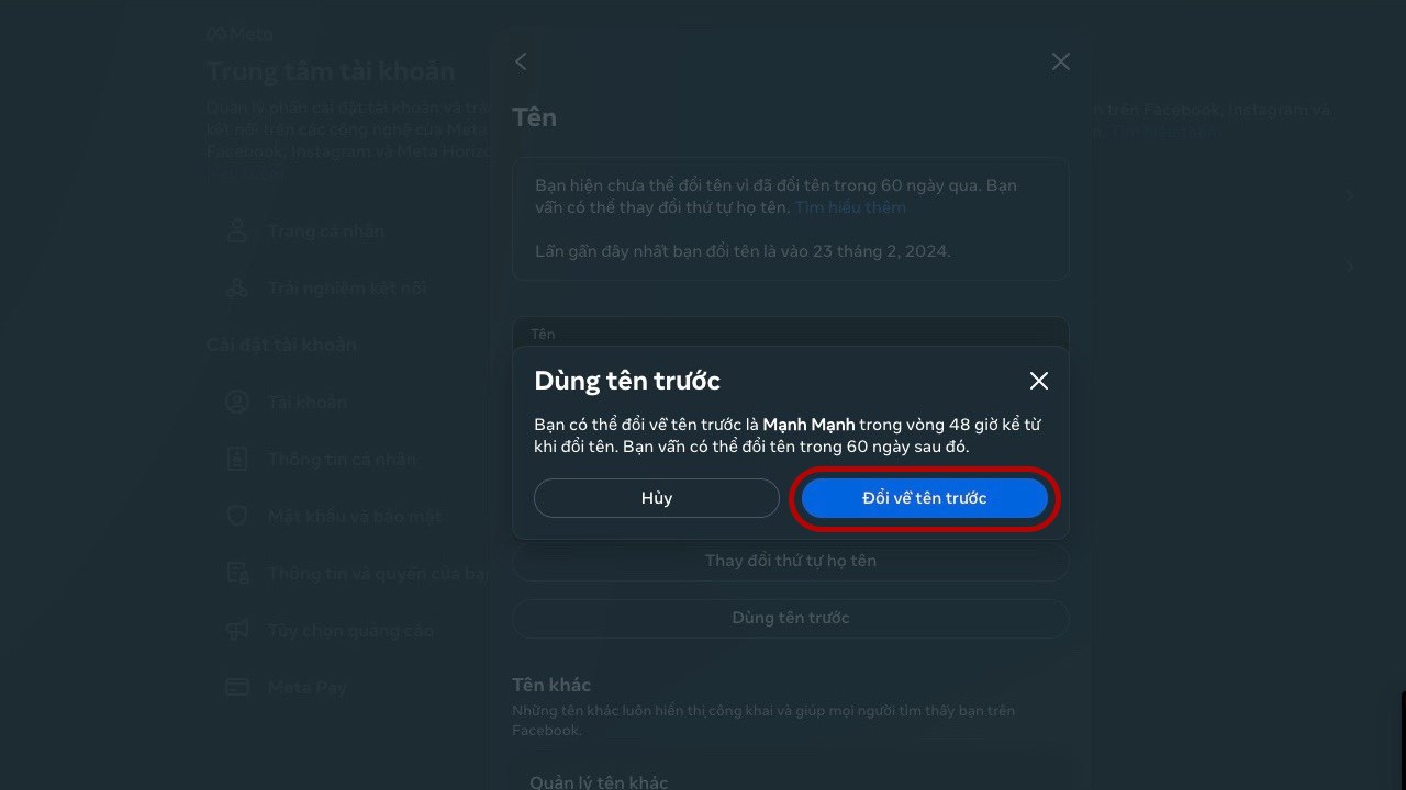 Cách đổi tên Facebook khi chưa đủ 60 ngày hoặc quá 5 lần