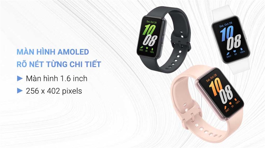 Samsung Galaxy Fit3 được trang bị màn hình AMOLED 1.6 inch với độ phân giải cao