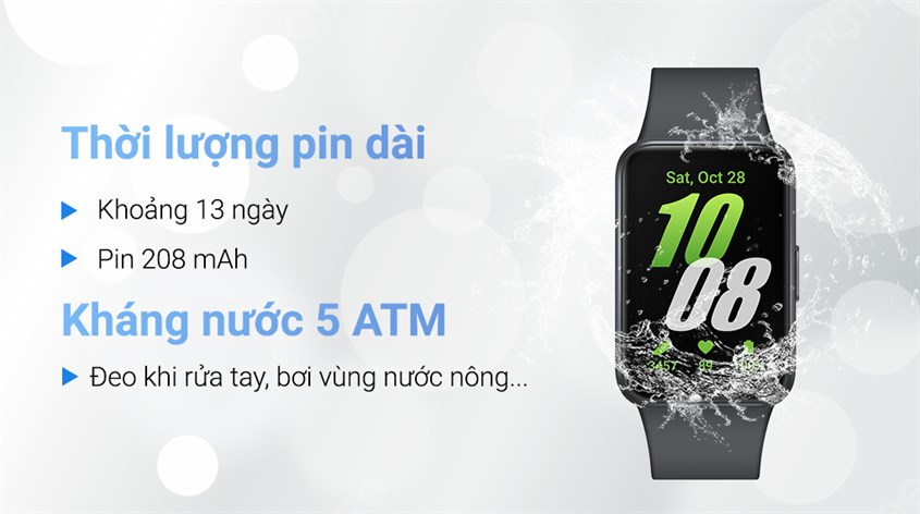 Samsung Galaxy Fit3 được trang bị khả năng chống nước 5ATM hiện đại