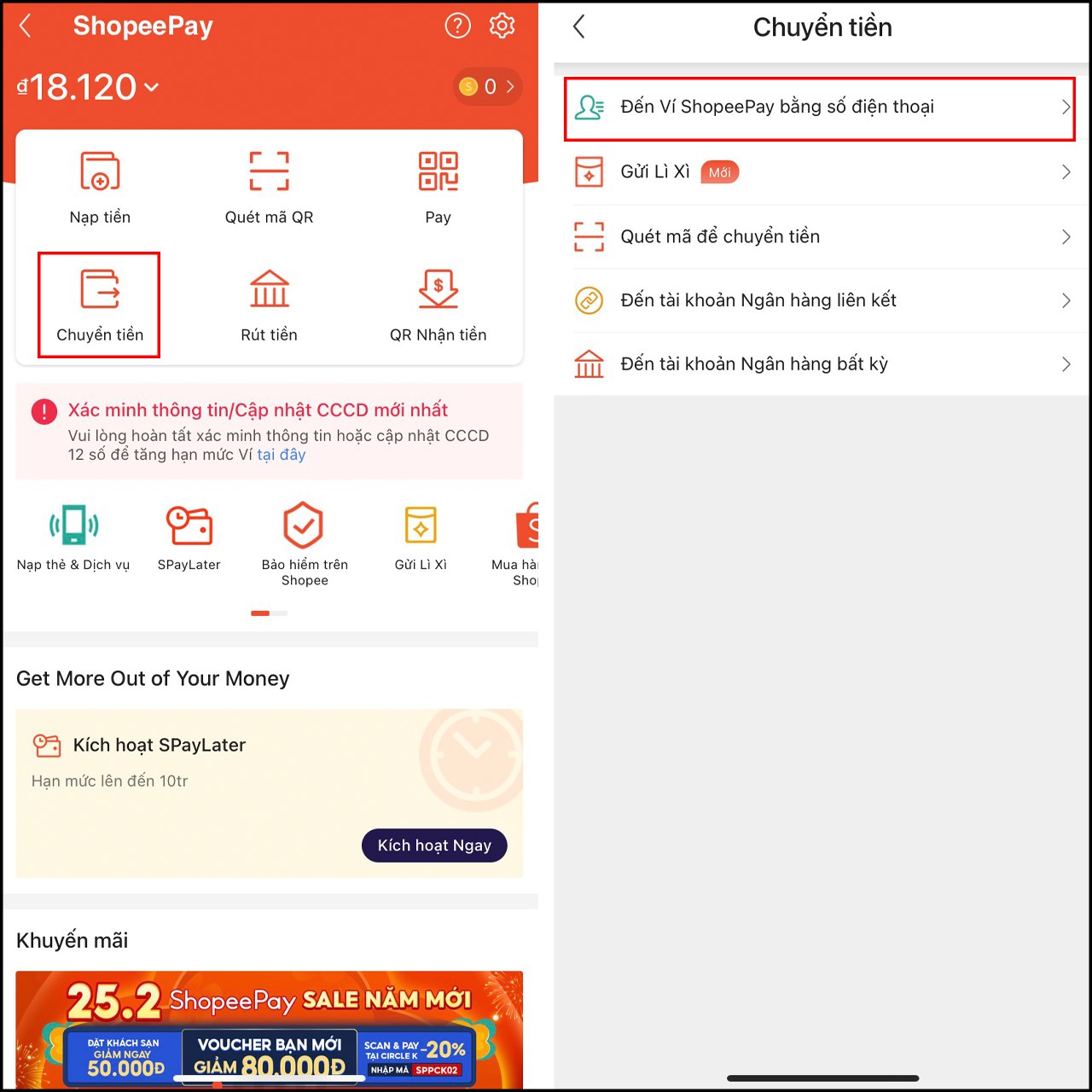 cách chuyển tiền từ ShopeePay