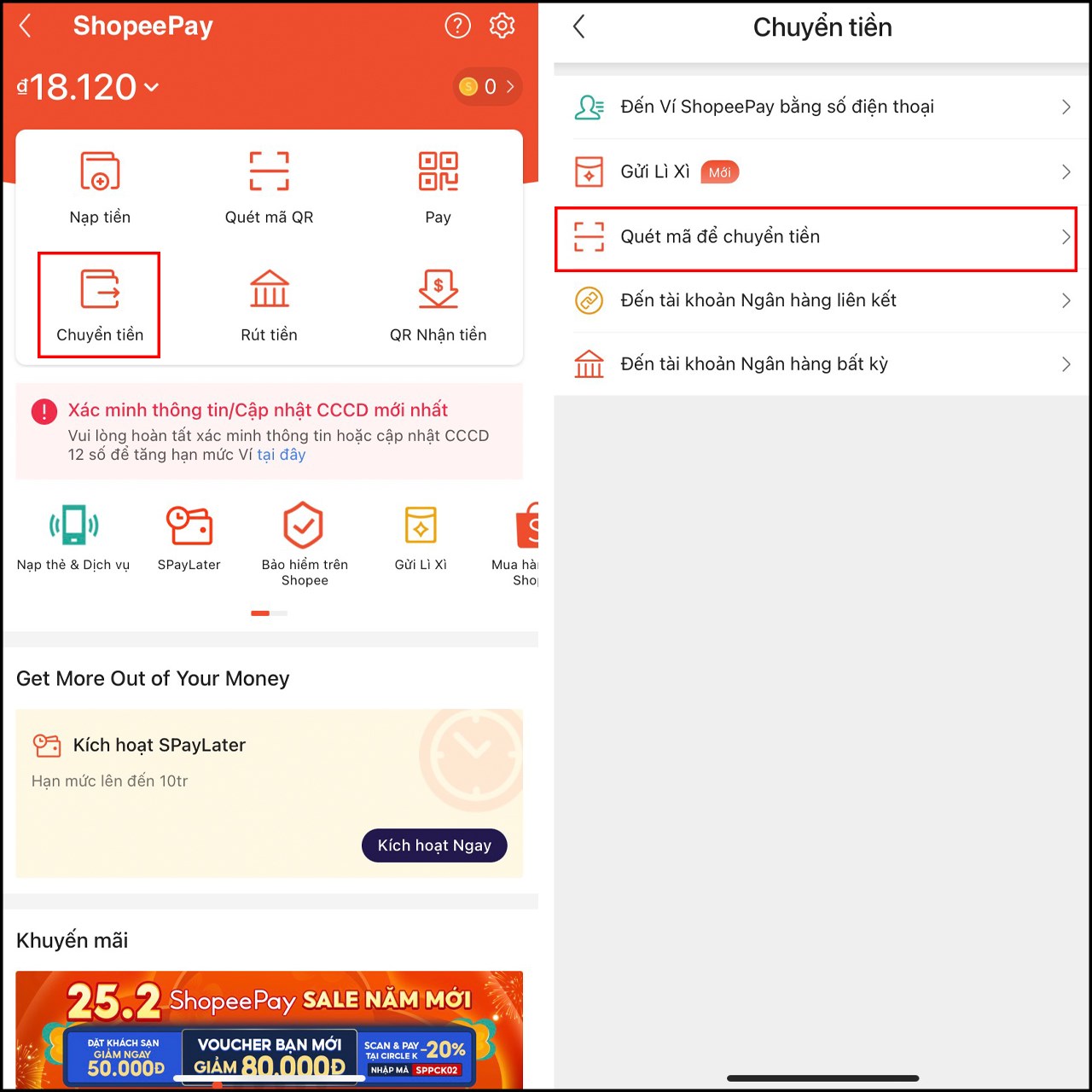 cách chuyển tiền từ ShopeePay