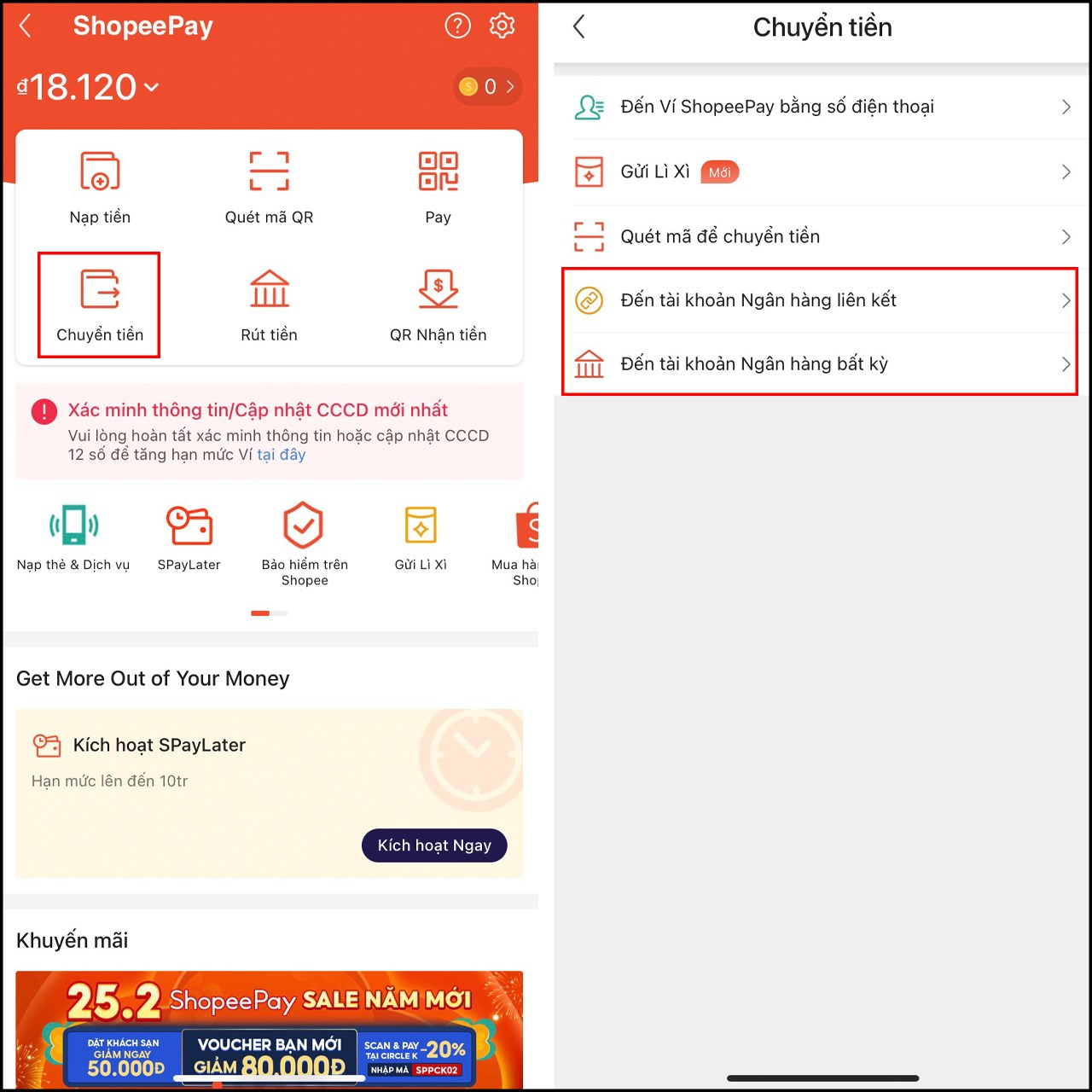 cách chuyển tiền từ ShopeePay