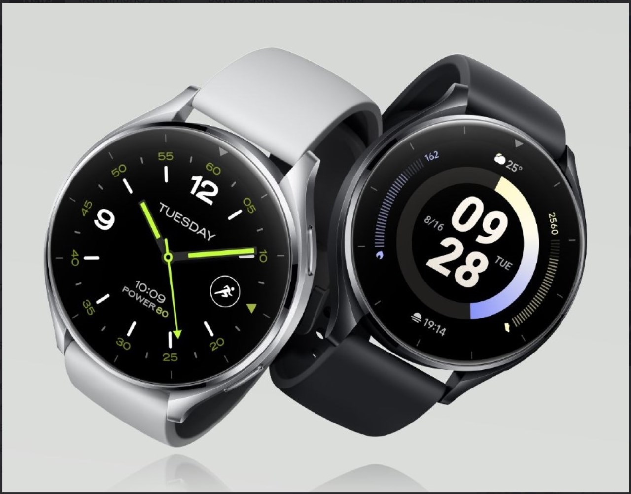 Hai tuỳ chọn màu sắc Đen và Bạc trên Xiaomi Watch 2