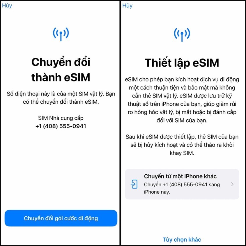 Chọn số điện thoại bạn muốn chuyển sang iPhone Xr mới