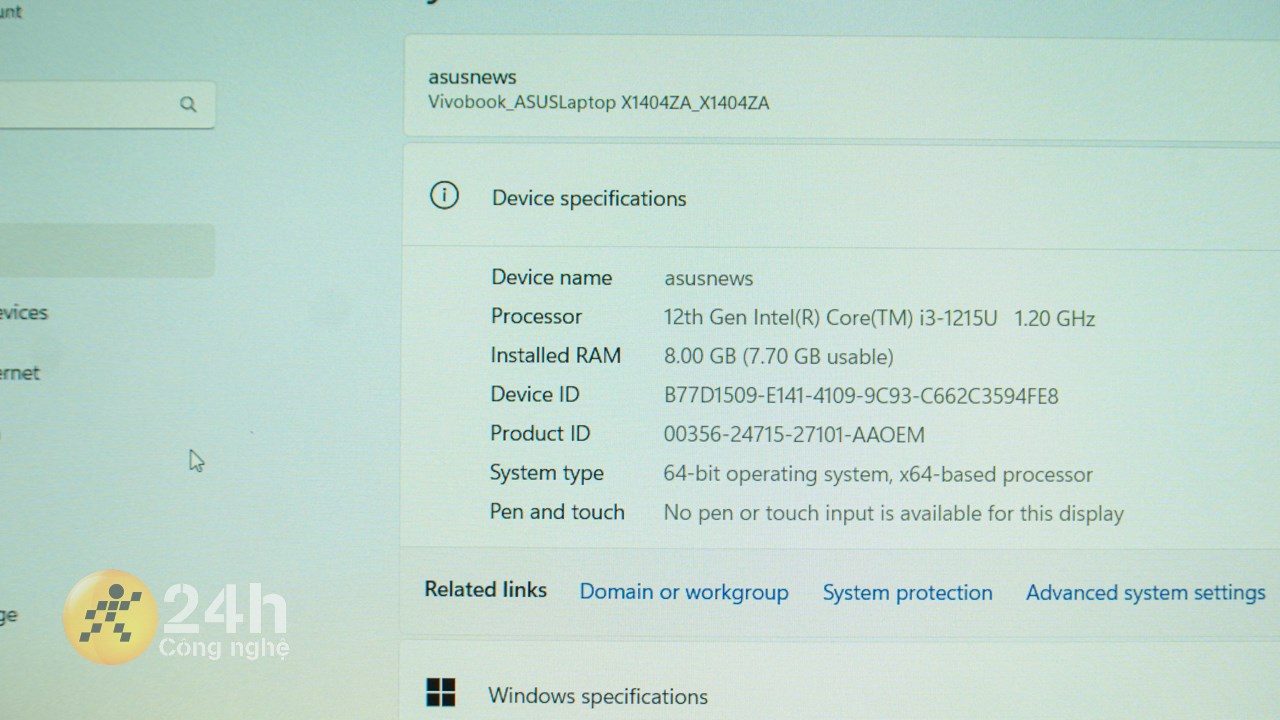 ASUS Vivobook X1404ZA đáp ứng tốt nhu cầu đa nhiệm cơ bản với dung lượng RAM 8 GB.