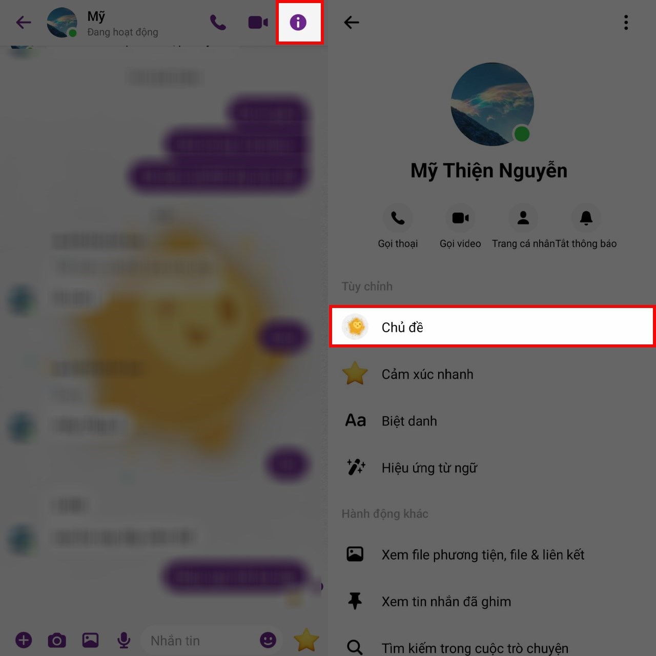 Cách đổi chủ đề tháng phụ nữ trên Messenger