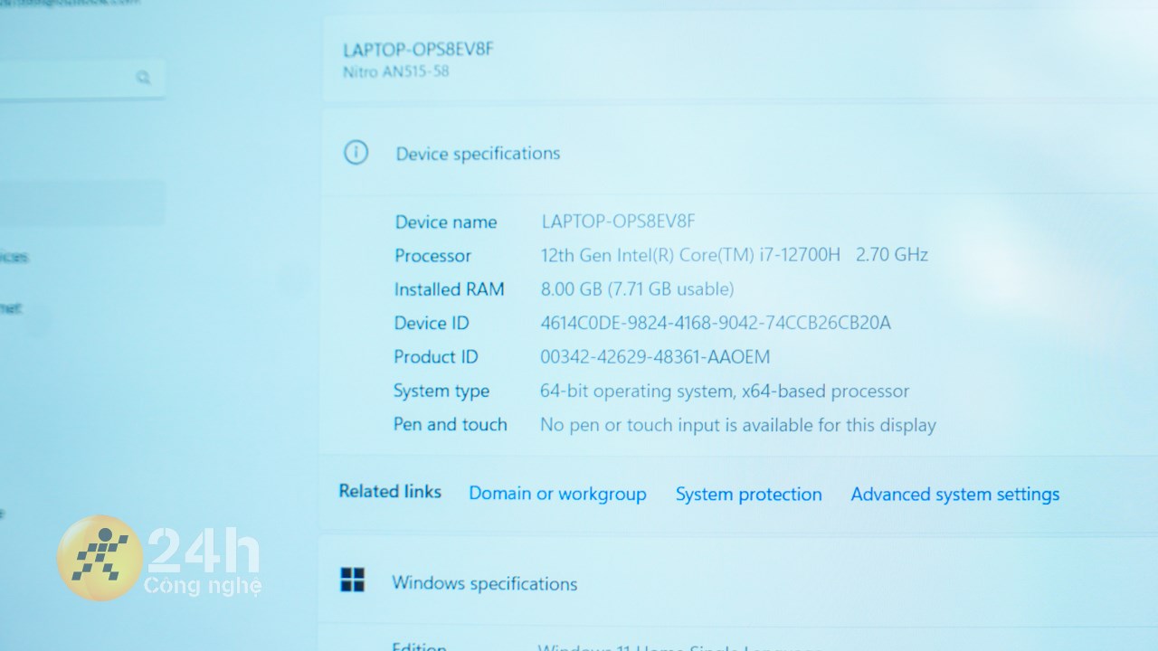 Acer Nitro 5 AN515 58 769J được trang bị bộ cấu hình rất mạnh mẽ với chip Intel Core i7 - 12700H.