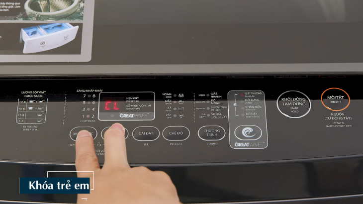 Máy giặt Toshiba Inverter 9kg AW-M1000FV(MK) - Khóa bảng điều khiển