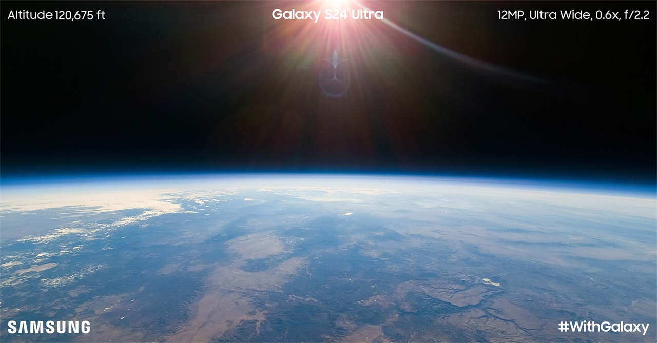 Ảnh chụp trái đất của Galaxy S24 Ultra ở độ cao 120.675 ft