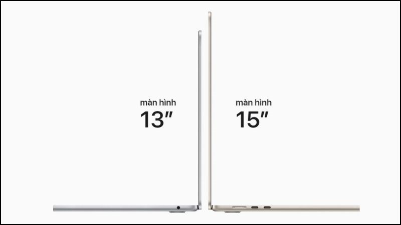 MacBook Air M3 có 2 kích cỡ màn hình là 13 và 15 inch