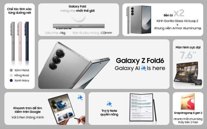 Samsung Z Fold6 với nhiều tính năng vượt trội