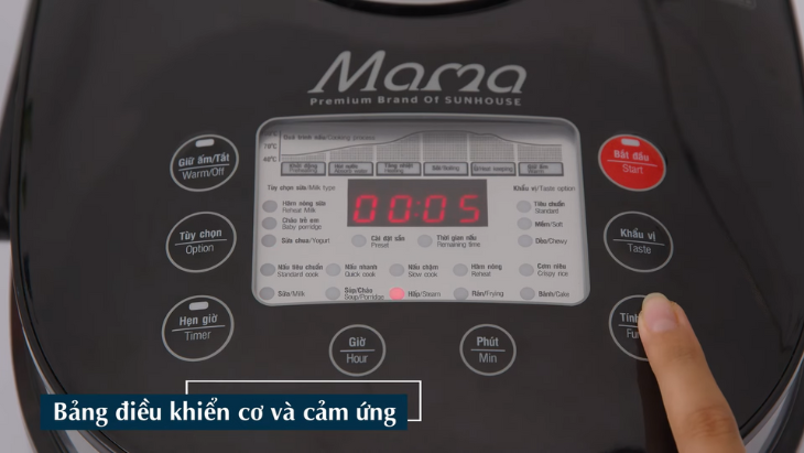 Bảng điều khiển kết hợp nút cơ và phím cảm ứng