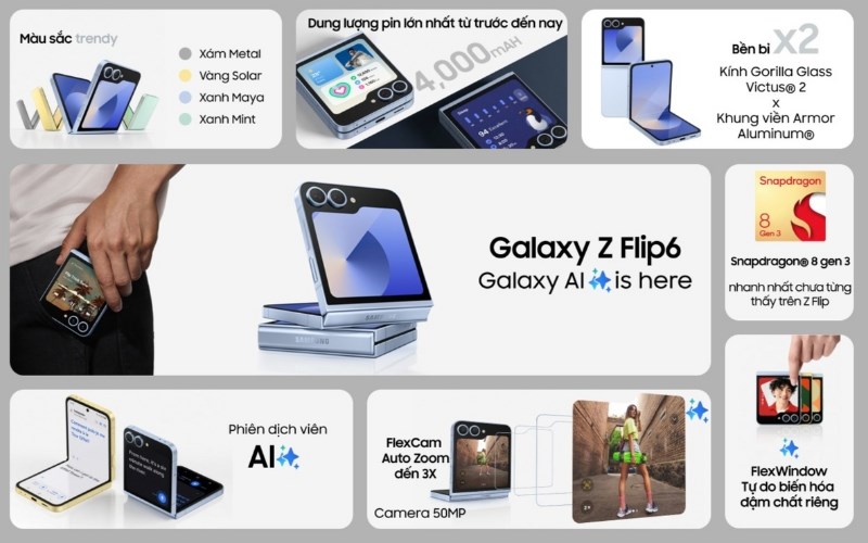 Samsung Z Flip6 với nhiều t&iacute;nh năng vượt trội