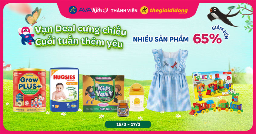 (15/3 -17/3) Vạn deal cưng chiều - Cuối tuần thêm yêu: Nhiều sản phẩm giảm đến 65%. Mua ngay!