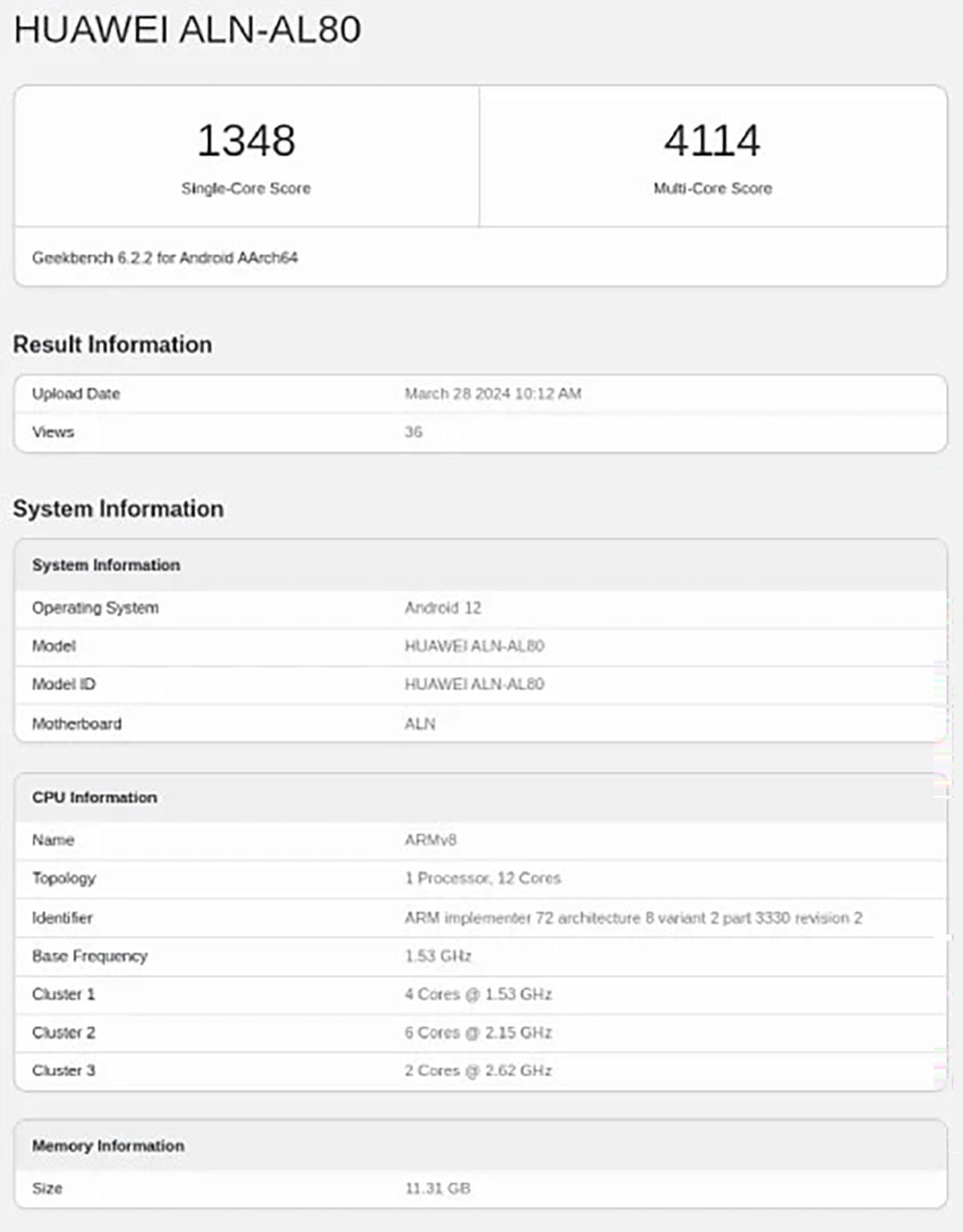 Điểm GeekBench 6 được cho là của Huawei P70 Pro. Nguồn: Gizmochina. Điểm GeekBench 6 được cho là của Huawei P70 Pro. Nguồn: Gizmochina.