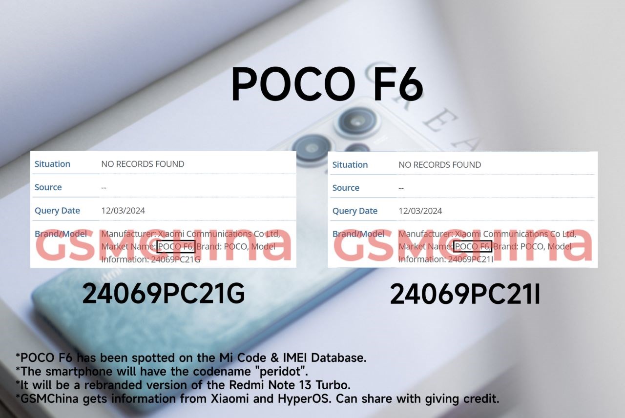 Số model bị rò rỉ của POCO X6 giống với Redmi Note 13 Turbo