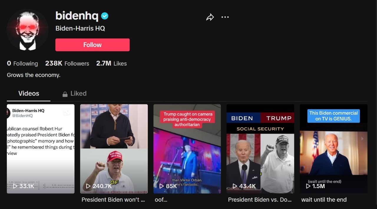 Chính quyền Biden kiên quyết muốn cấm TikTok mặc dù đã tham gia nền tảng chia sẻ video này trước cuộc bầu cử tổng thống năm 2024