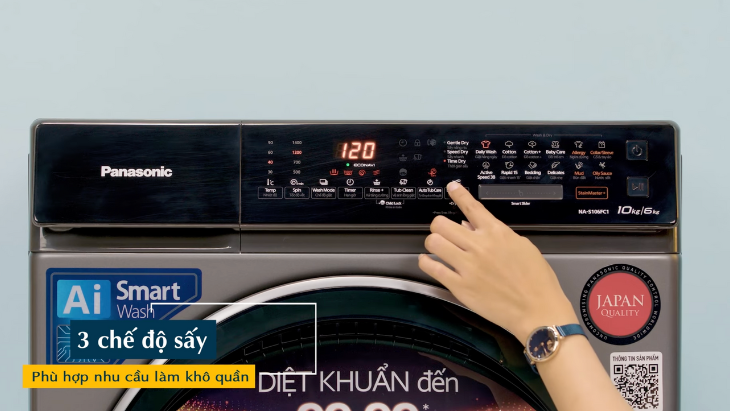máy giặt sấy Panasonic Inverter giặt 10 kg - sấy 6 kg NA-S106FC1LV - 3 chế độ sấy