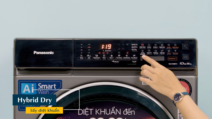 máy giặt sấy Panasonic Inverter giặt 10 kg - sấy 6 kg NA-S106FC1LV - sấy Hybrid