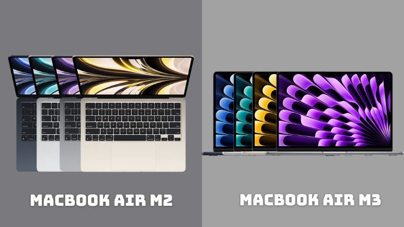 Bảng m&agrave;u của MacBook Air M2 v&agrave; Air M3