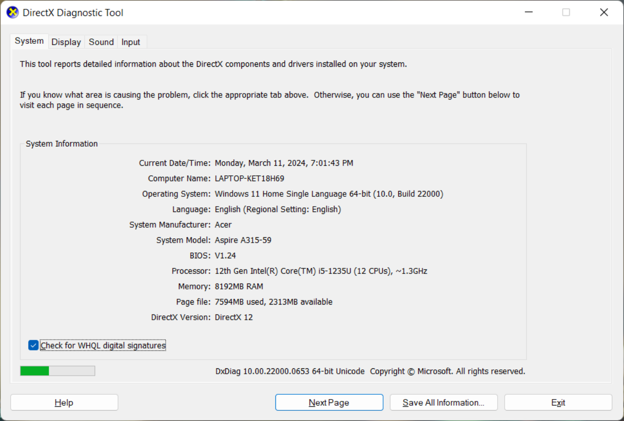 Thông số cấu hình của Acer Aspire 3 A315 59 5283.