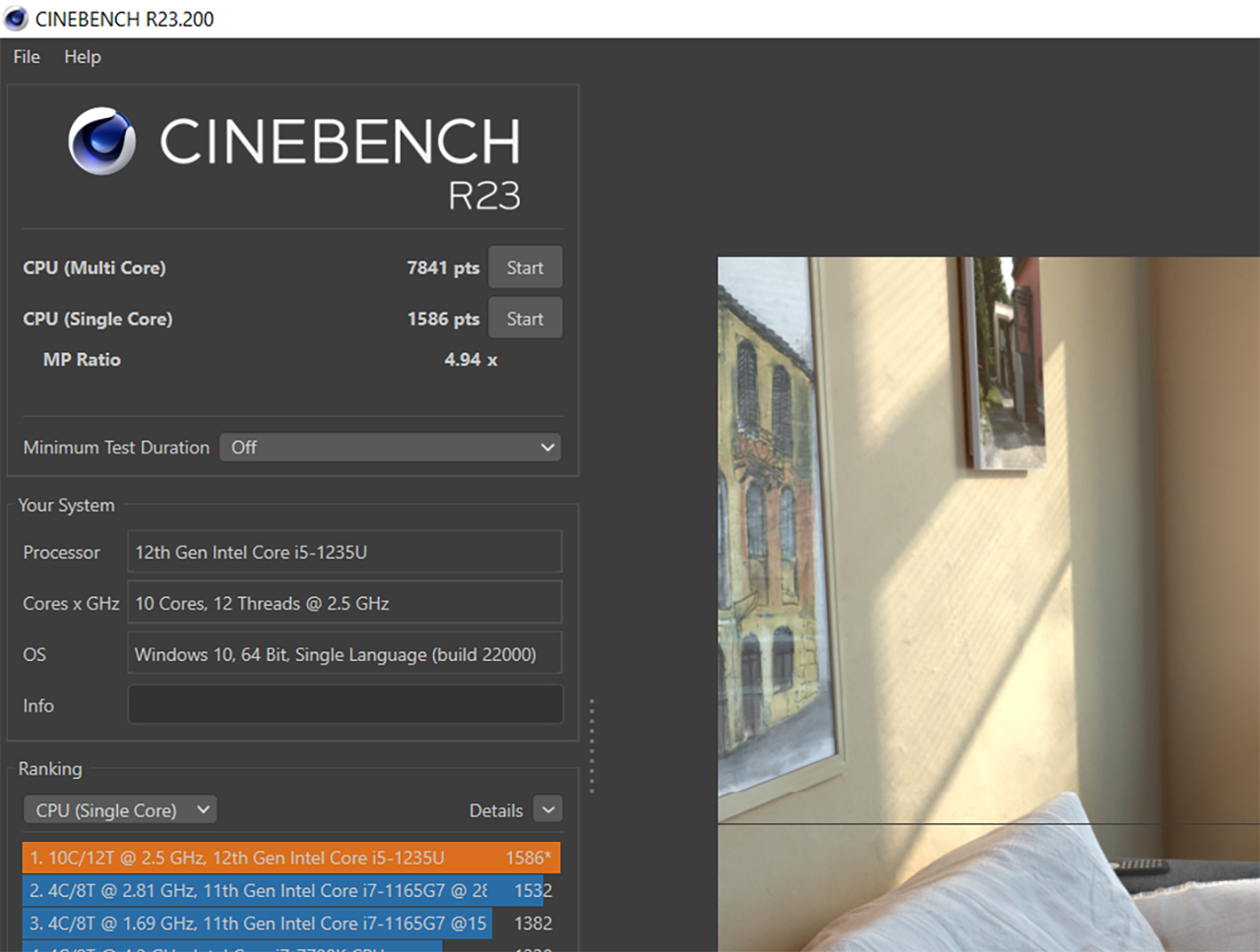 Điểm Cinebench R23 đơn nhân/đa nhân của Acer Aspire 3 A315 59 5283