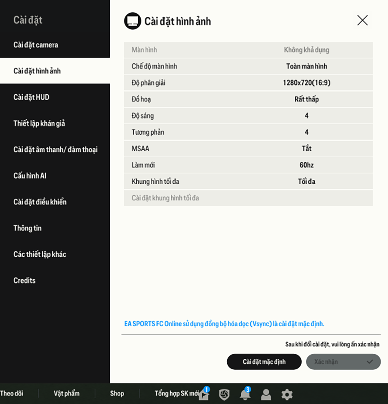 Thiết lập đồ họa game FC Online trên Acer Aspire 3 A315 59 5283.