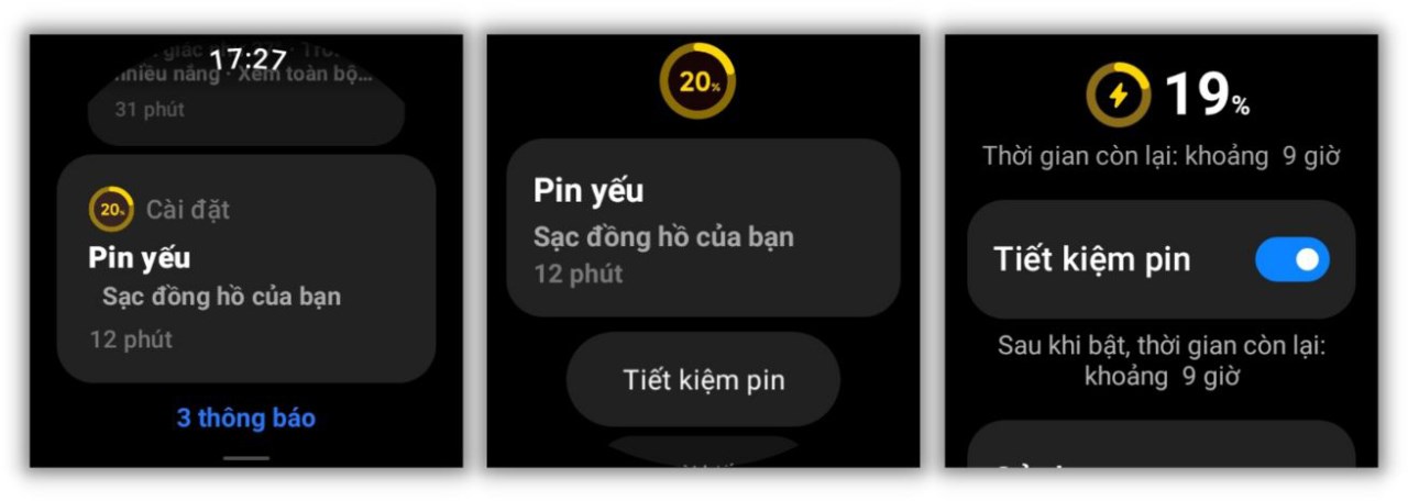 Khi mình bật chế độ Tiết kiệm pin trên Xiaomi Watch 2, chiếc đồng hồ có thể hoạt động được thêm 9 tiếng nữa. Khi mình bật chế độ Tiết kiệm pin trên Xiaomi Watch 2, chiếc đồng hồ có thể hoạt động được thêm 9 tiếng nữa.