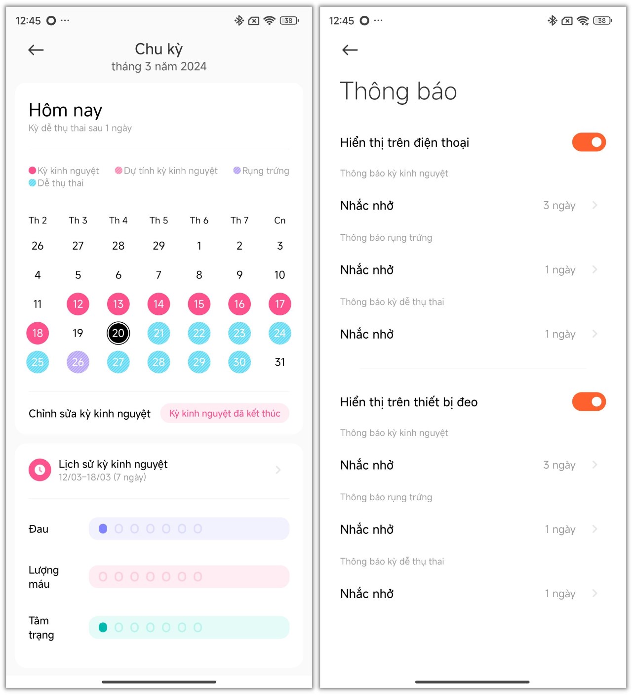 Ứng dụng Mi Fitness cũng sẽ hiển thị các thông tin chi tiết về chu kỳ kinh nguyệt. Ứng dụng Mi Fitness cũng sẽ hiển thị các thông tin chi tiết về chu kỳ kinh nguyệt.