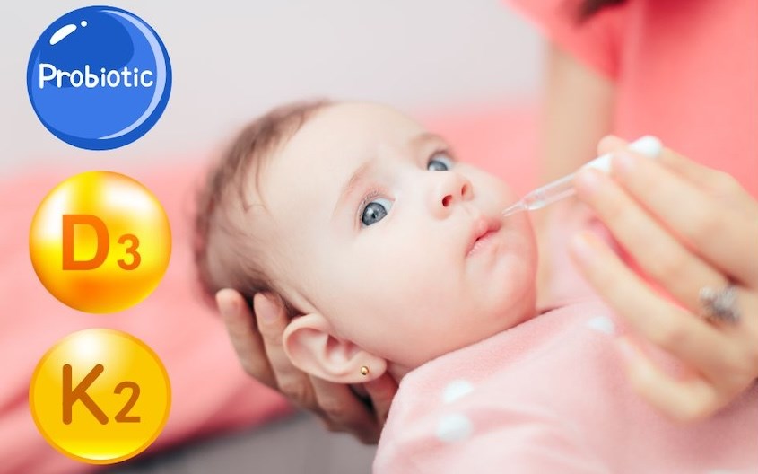 Có thể cho bé uống cùng lúc men vi sinh với vitamin D3K2