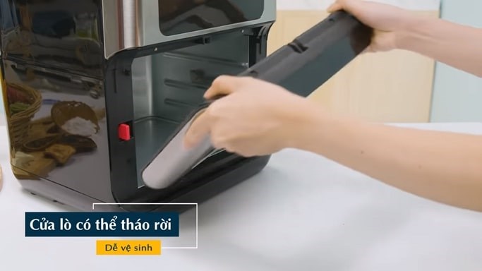 Thiết kế cửa lò nướng Lock&Lock EJF291BLK có thể tháo rời thuận tiện vệ sinh