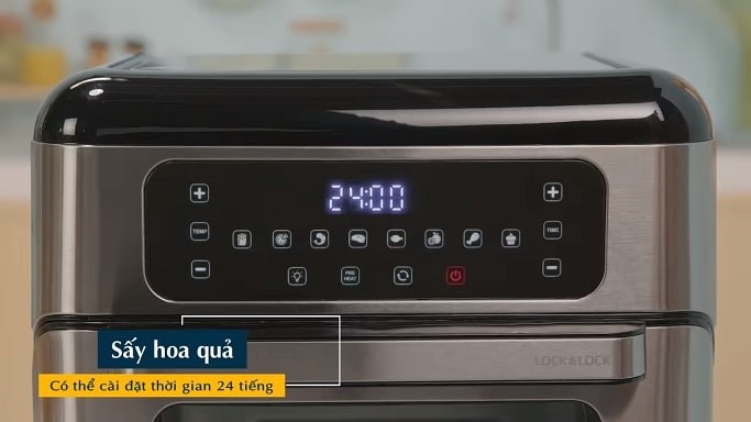 Chế độ sấy hoa quả trên lò nướng Lock&Lock EJF291BLK cài đặt được tới 24 tiếng