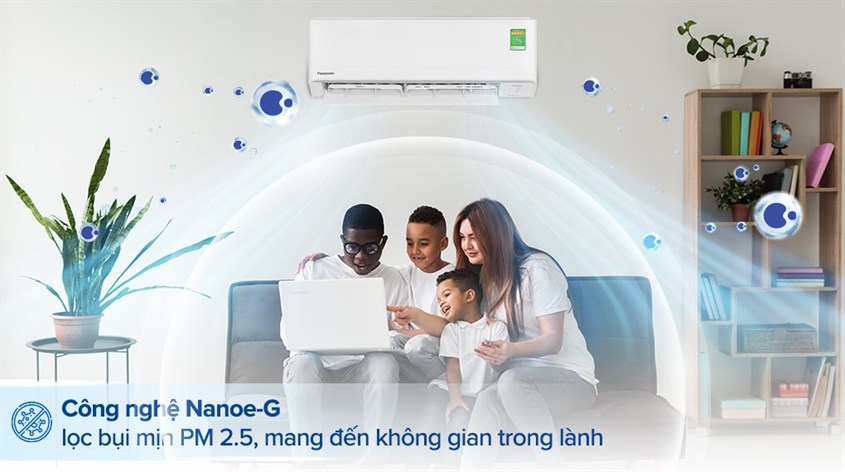 Công nghệ Nanoe-G của Panasonic có khả năng loại bỏ các hạt lơ lửng có trong không khí, bao gồm cả hạt bụi mịn PM 2.5, với hiệu suất lên đến 99%