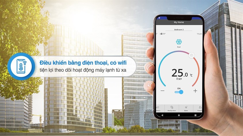 Việc kết nối ứng dụng qua Wifi cho phép người dùng dễ dàng và hiện đại điều khiển máy lạnh từ xa thông qua điện thoại thông minh.