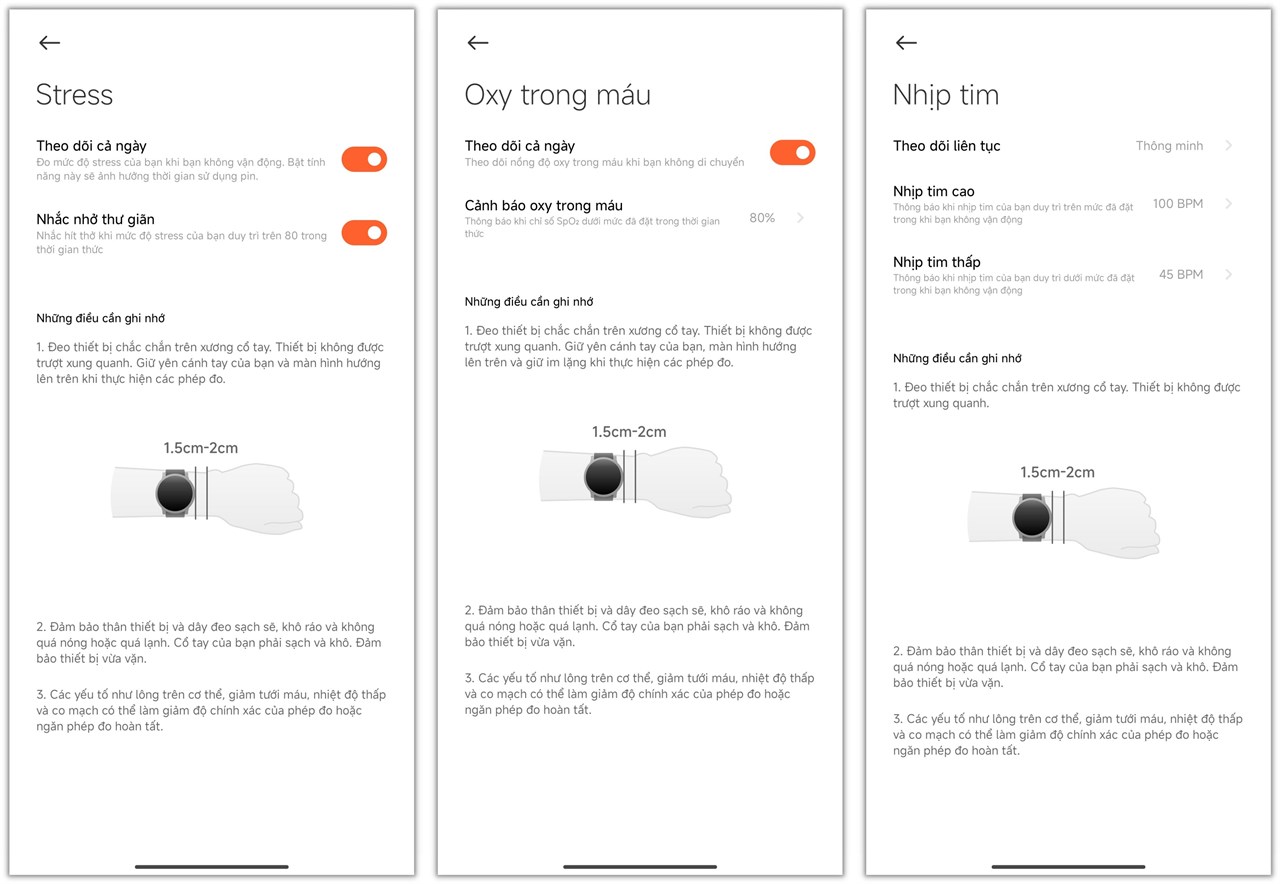Xiaomi Watch S3 còn có thể thiết lập mức cảnh báo để bạn luôn theo dõi chính xác tình trạng cơ thể.